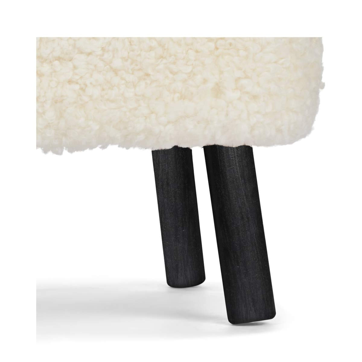 Emily Foot Rest | Short Wool Ivory / Black Beech Legs