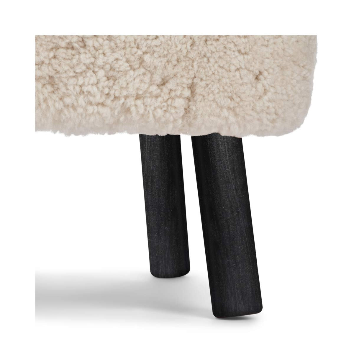 Emily Foot Rest | Short Wool Pearl / Black Beech Legs