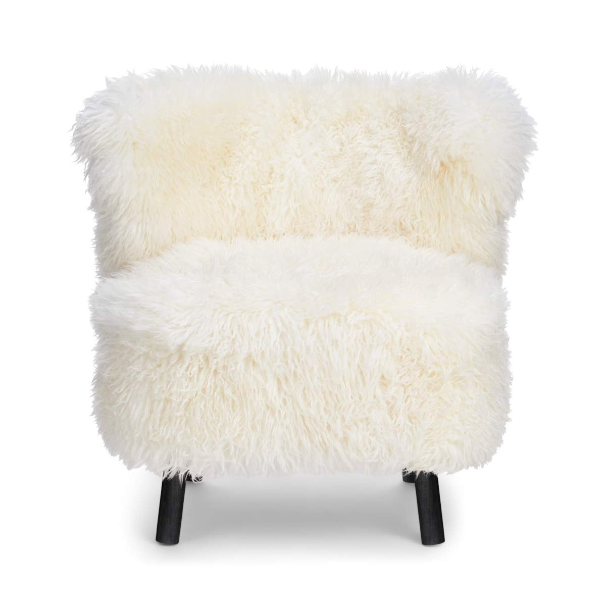 Emily Lounge Chair | Long Wool Snow White / Black Beech Legs