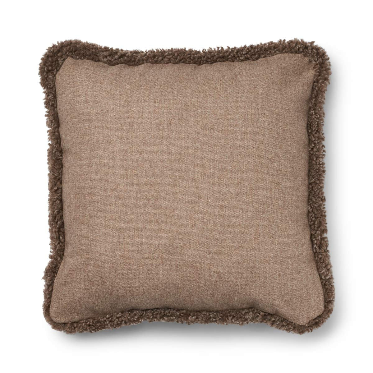 Short-Wool Sheepskin Cushion | SW trim | 20x20 in | 13x20 in Beige/Taupe / 20x20 in
