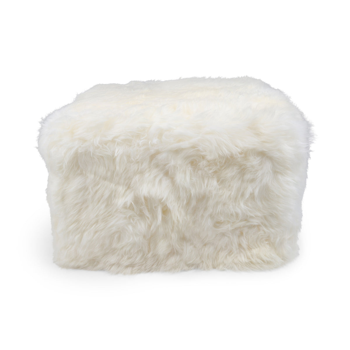 Long Wool Sheepskin Pouf Ivory