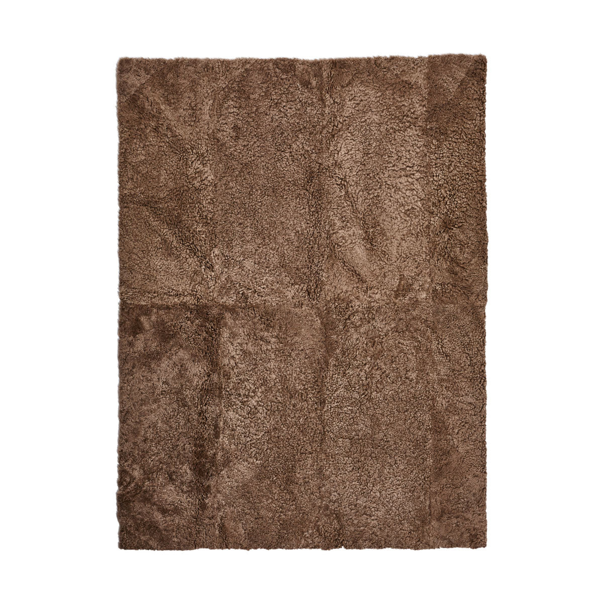 Short Wool Curly Sheepskin Design Rug Taupe / 138x98 in