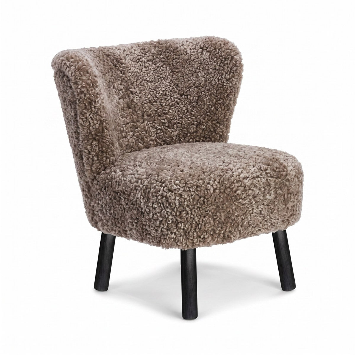 Emily Lounge Chair | Short Wool Cappuccino / Black Beech Legs