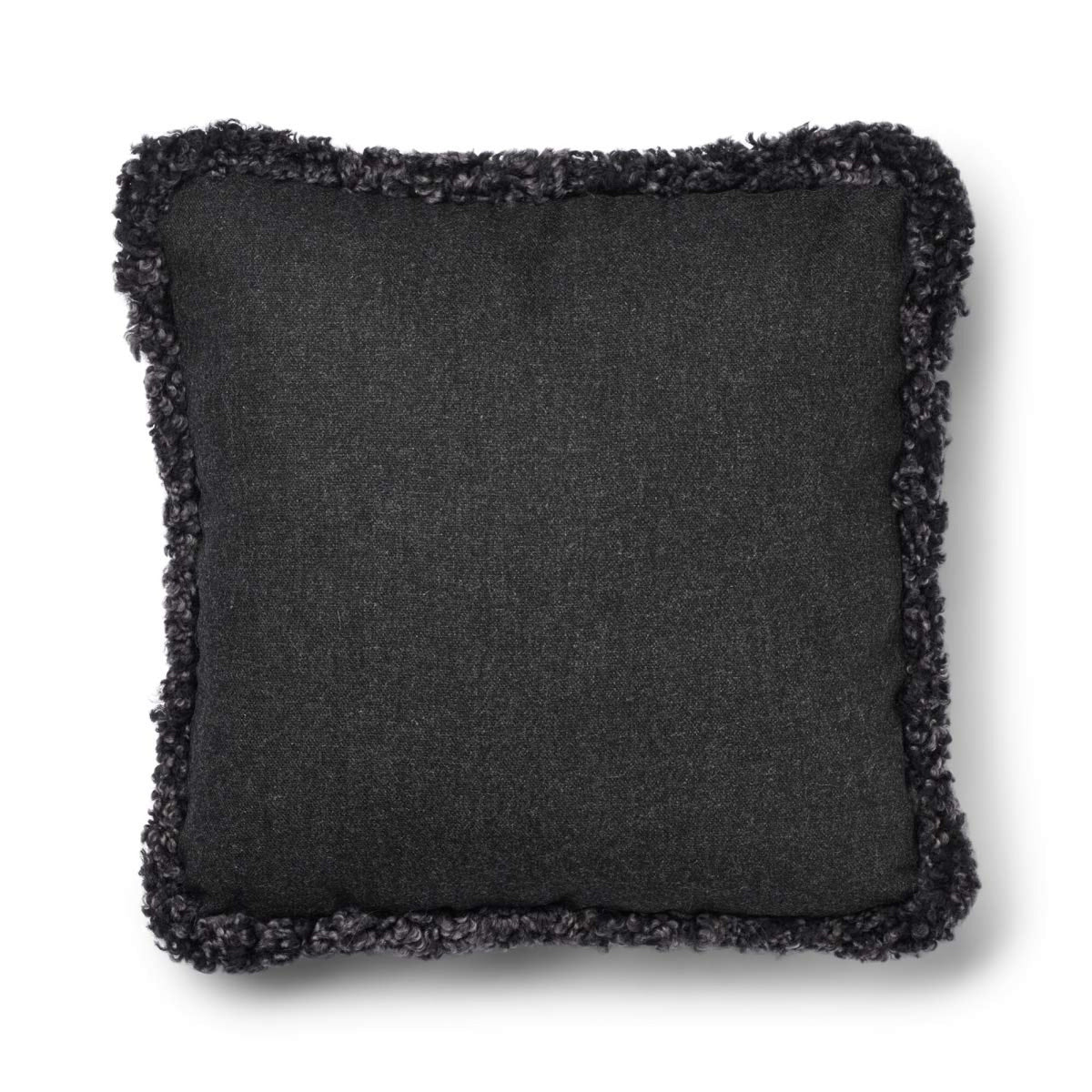 Short-Wool Sheepskin Cushion | SW trim | 20x20 in | 13x20 in Charcoal/Anthracite / 20x20 in