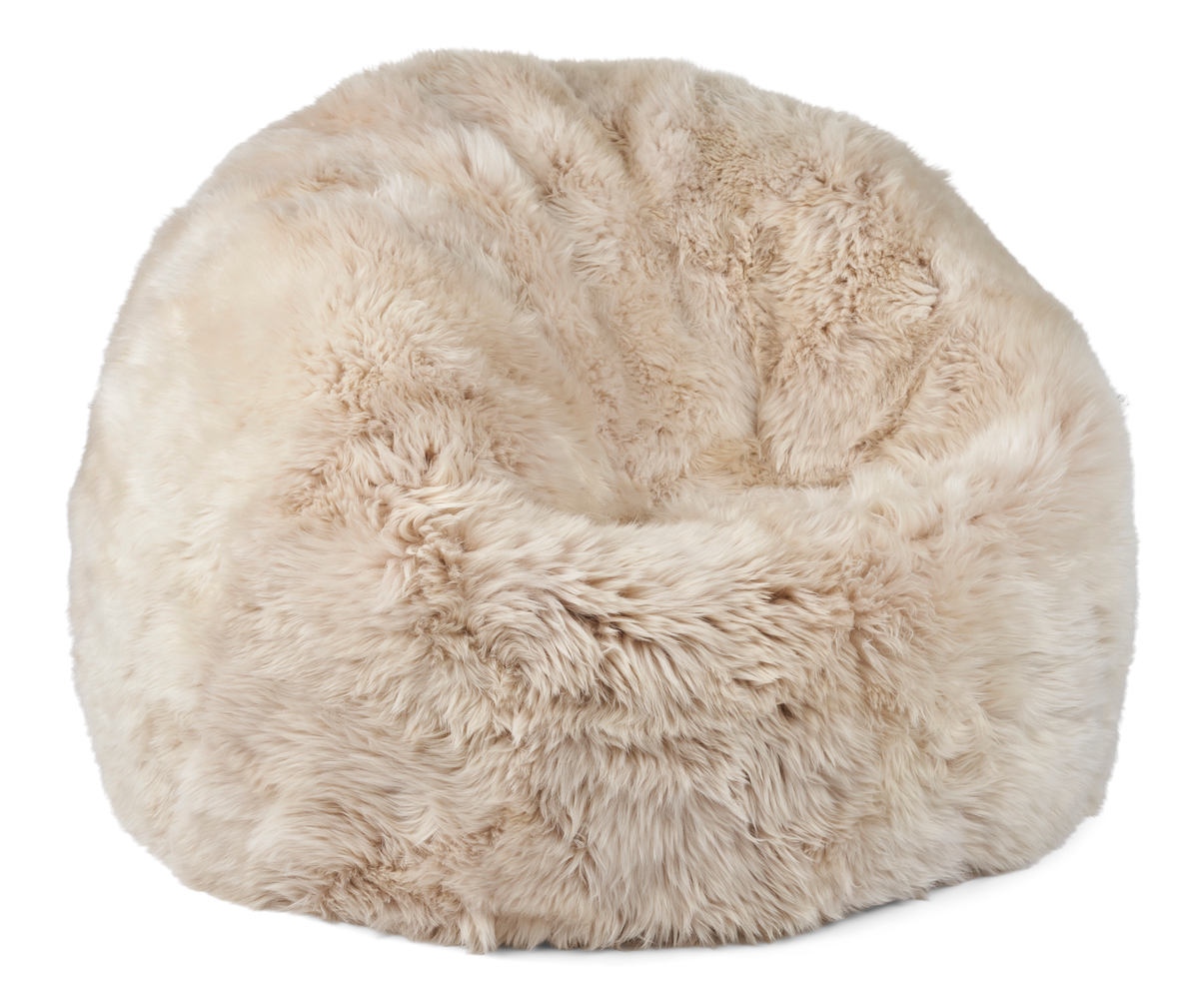 Round Sheepskin Bean Bag | Long Wool | Medium | Large Linen / D29x29 in