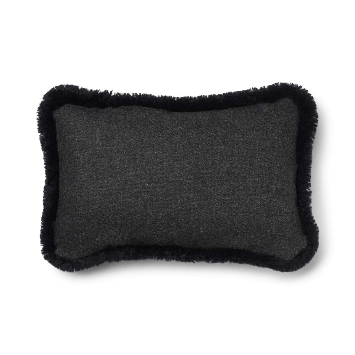 Short-Wool Sheepskin Cushion | SW trim | 20x20 in | 13x20 in Charcoal/Black / 13x20 in