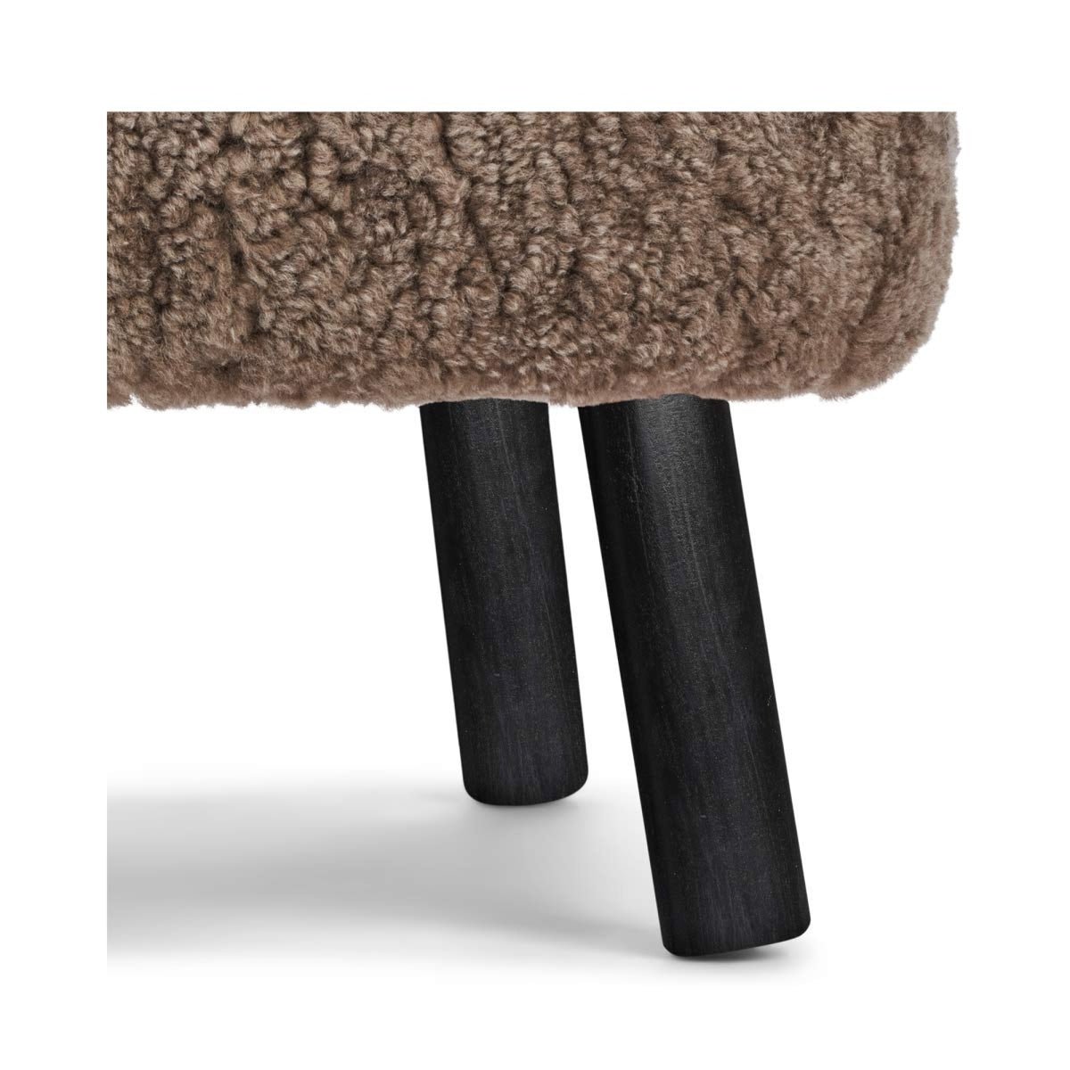 Emily Foot Rest | Short Wool Taupe / Black Beech Legs