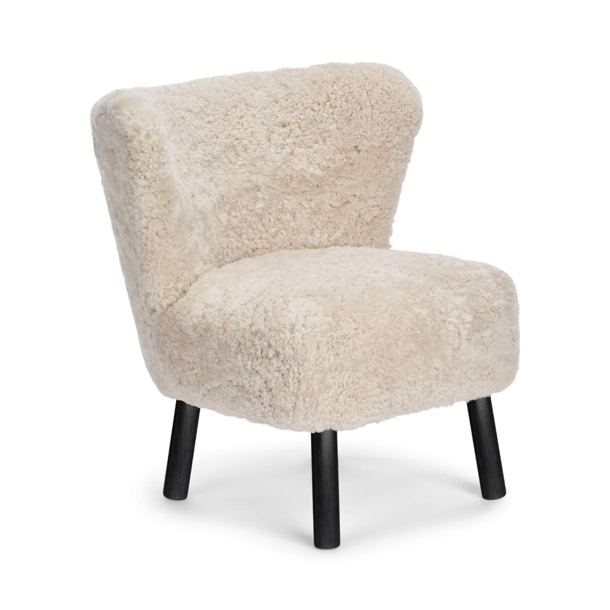 Emily Lounge Chair | Short Wool Pearl / Black Beech Legs