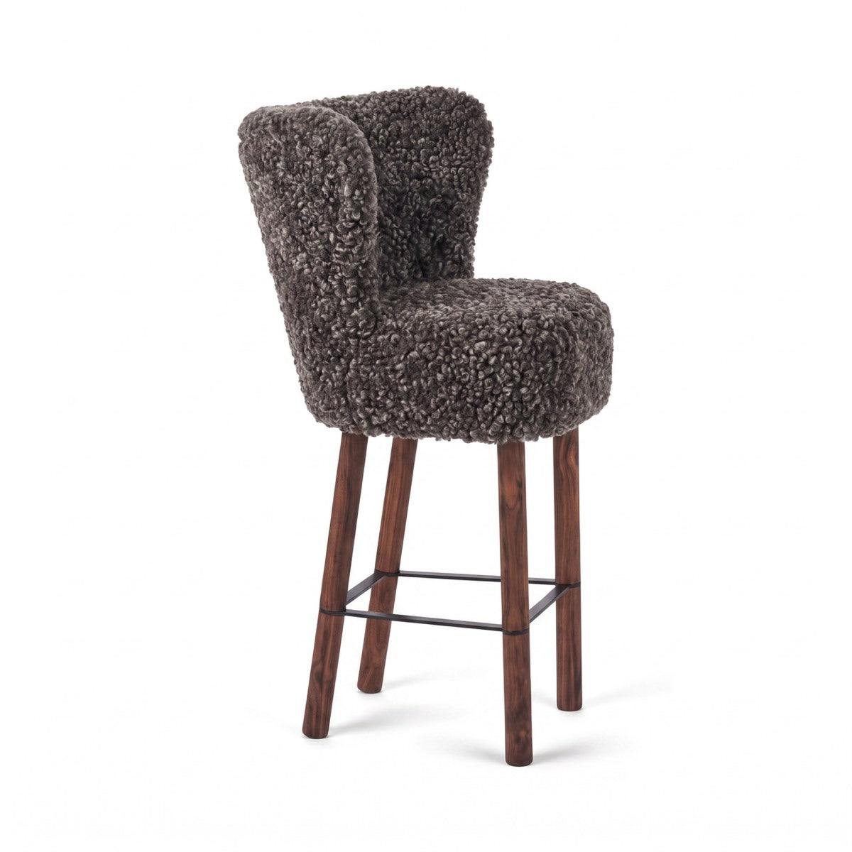 Emilia Bar Stool Cappuccino / Walnut Legs w. Black Steel Frame