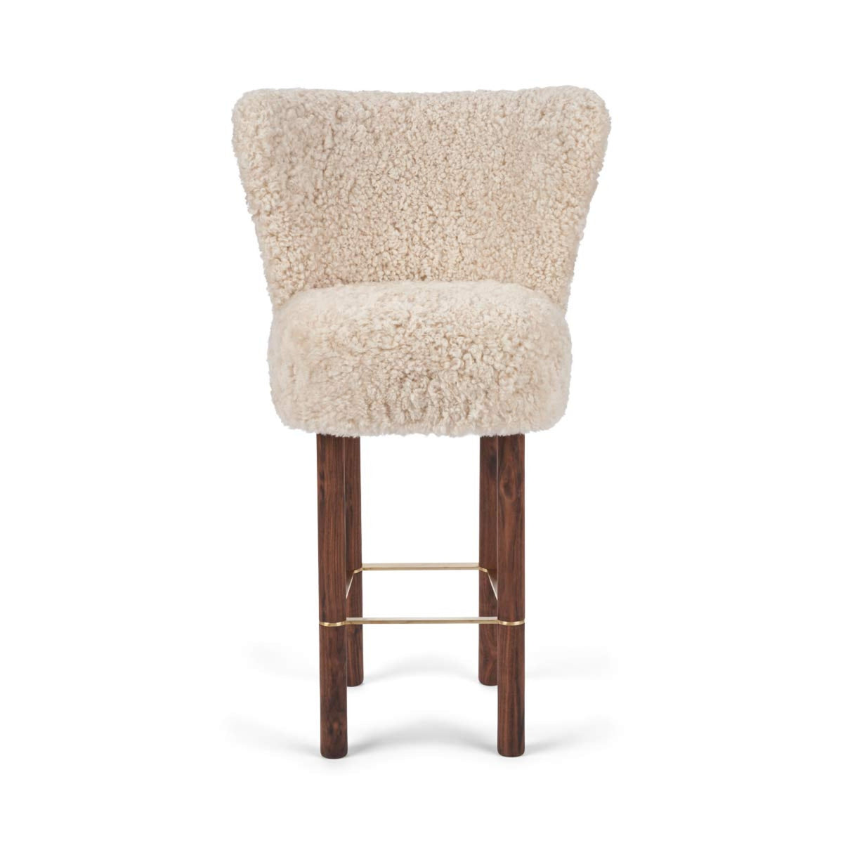 Emilia Bar Stool Pearl / Walnut Legs w. Brass Frame