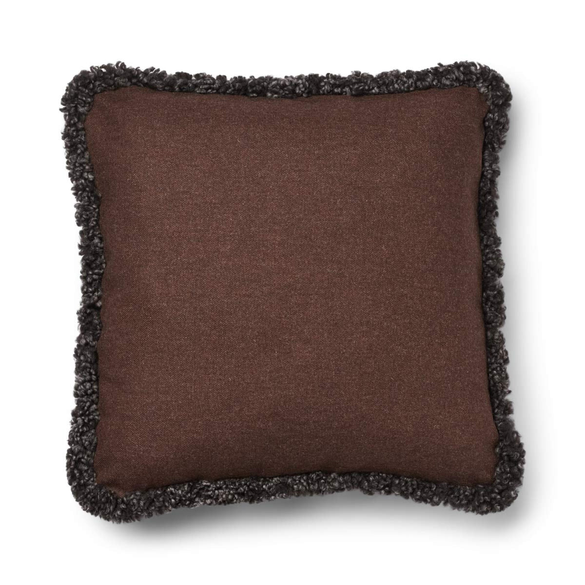 Short-Wool Sheepskin Cushion | SW trim | 20x20 in | 13x20 in Brown/Cappuccino / 20x20 in