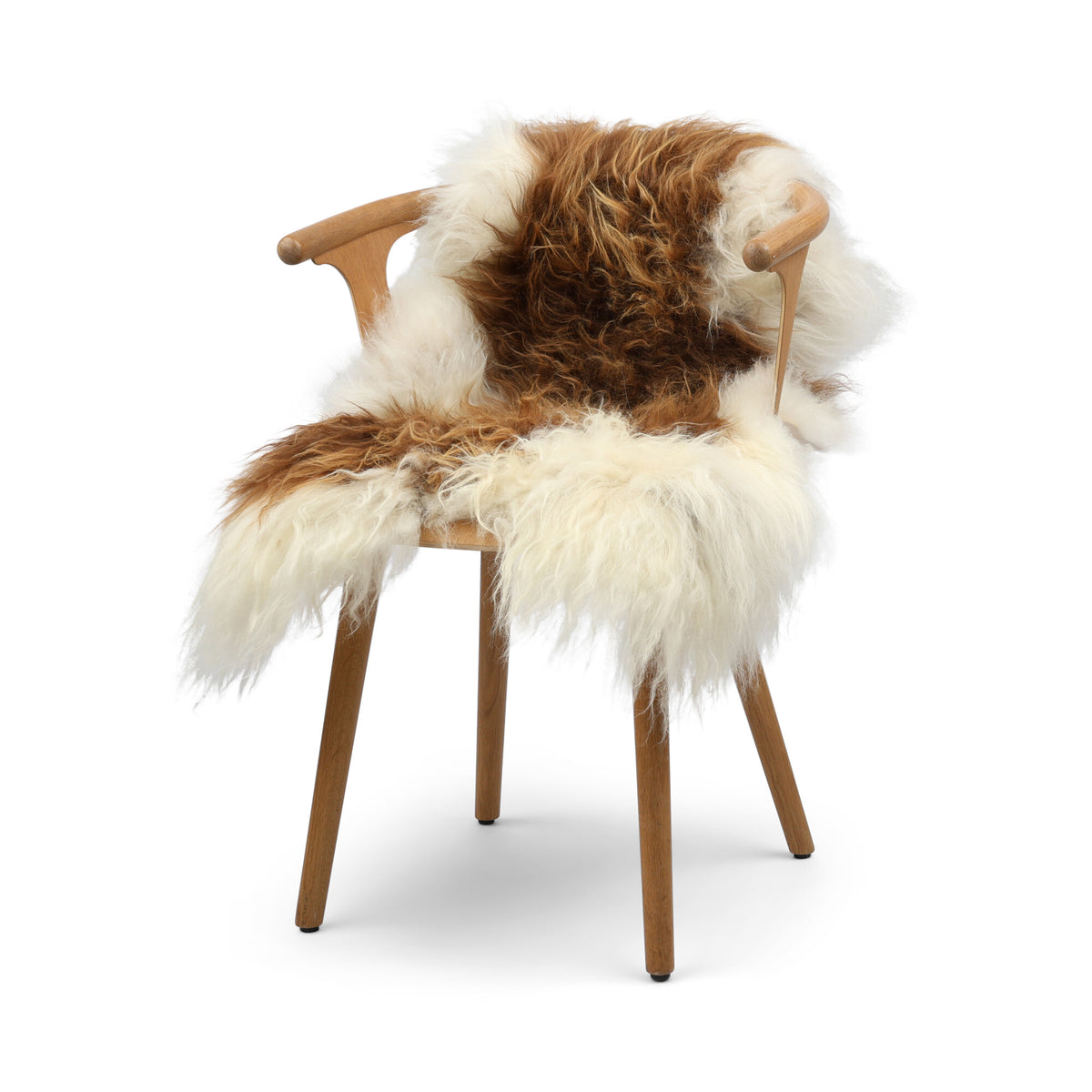 Icelandic Sheepskin | Long Wool | 35x24 in Brown/White
