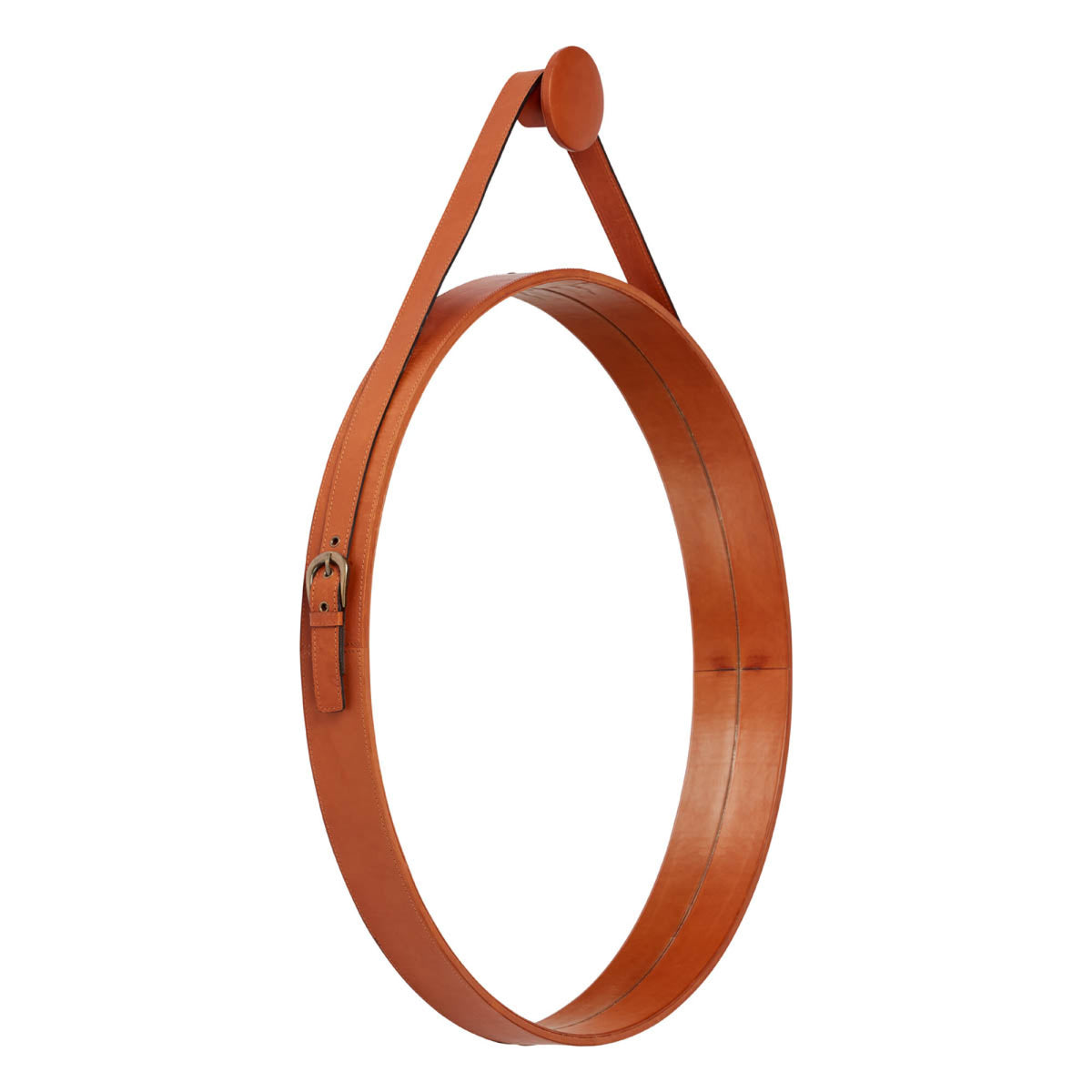Leather Mirror | D24 in Camel