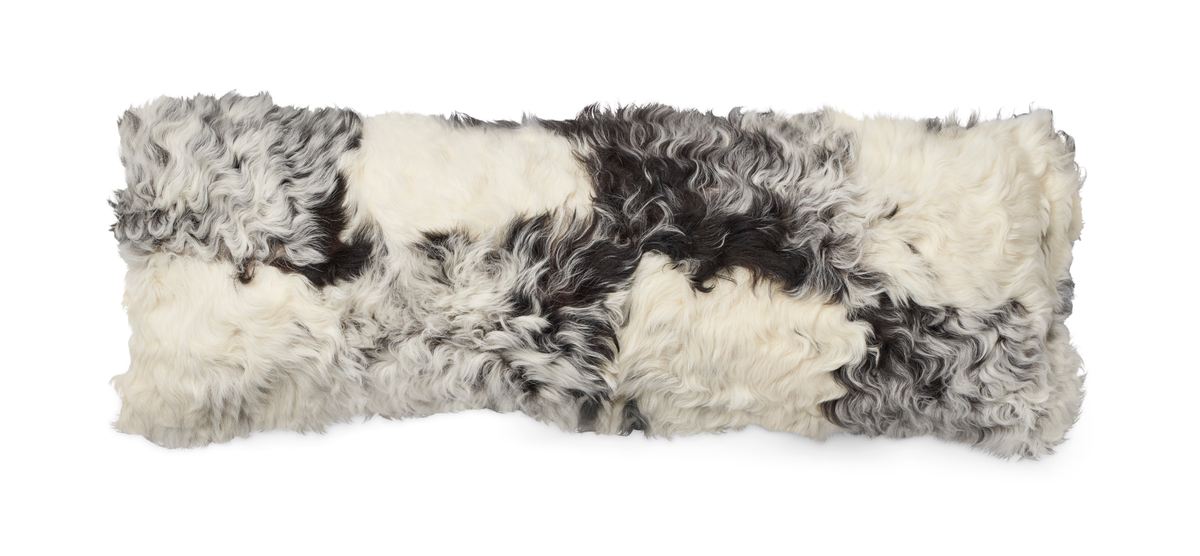 Tigrado Lamb Cushion | Doublesided  Black/White Mix / 10x34 in