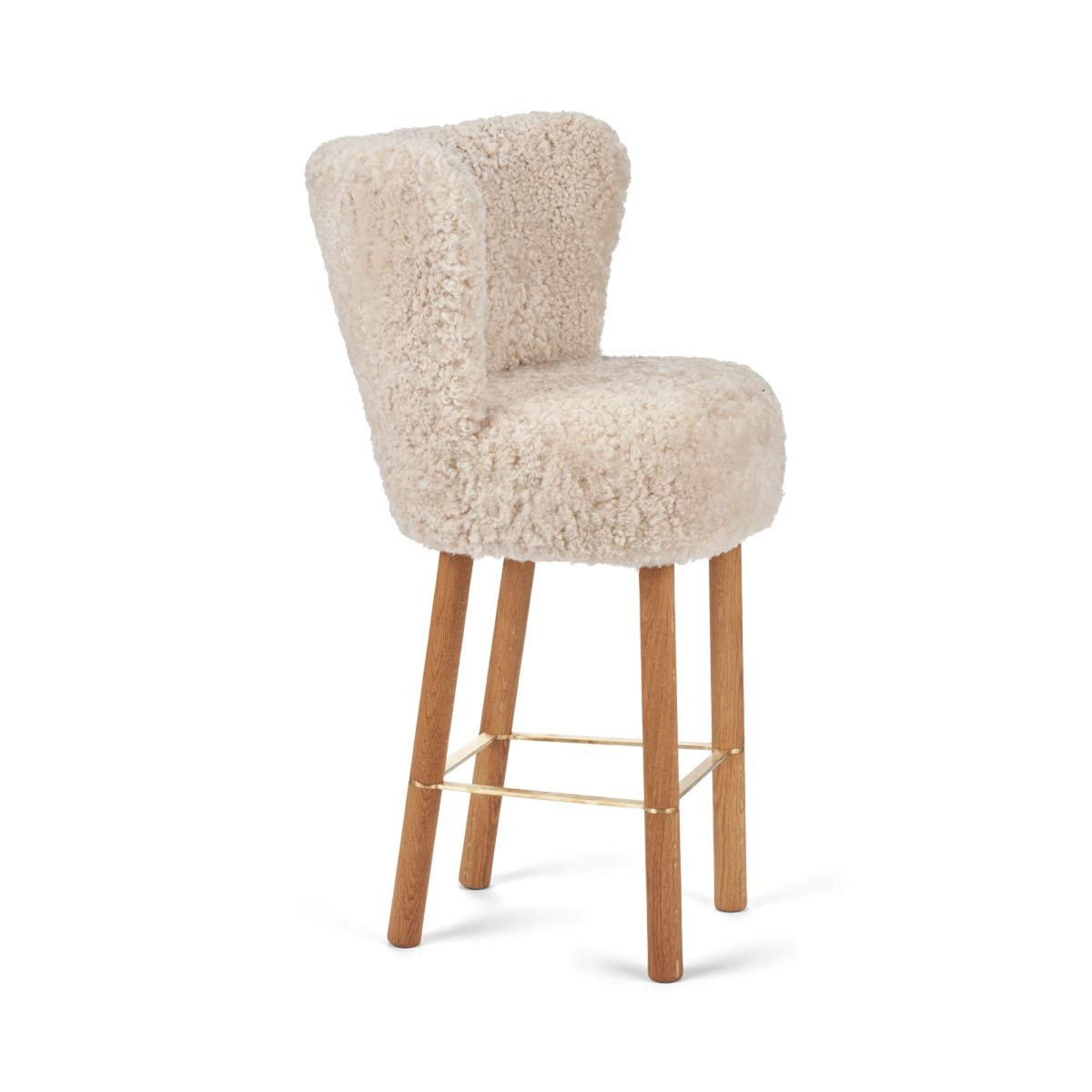 Emilia Bar Stool Pearl / Oak Legs w. Brass Frame