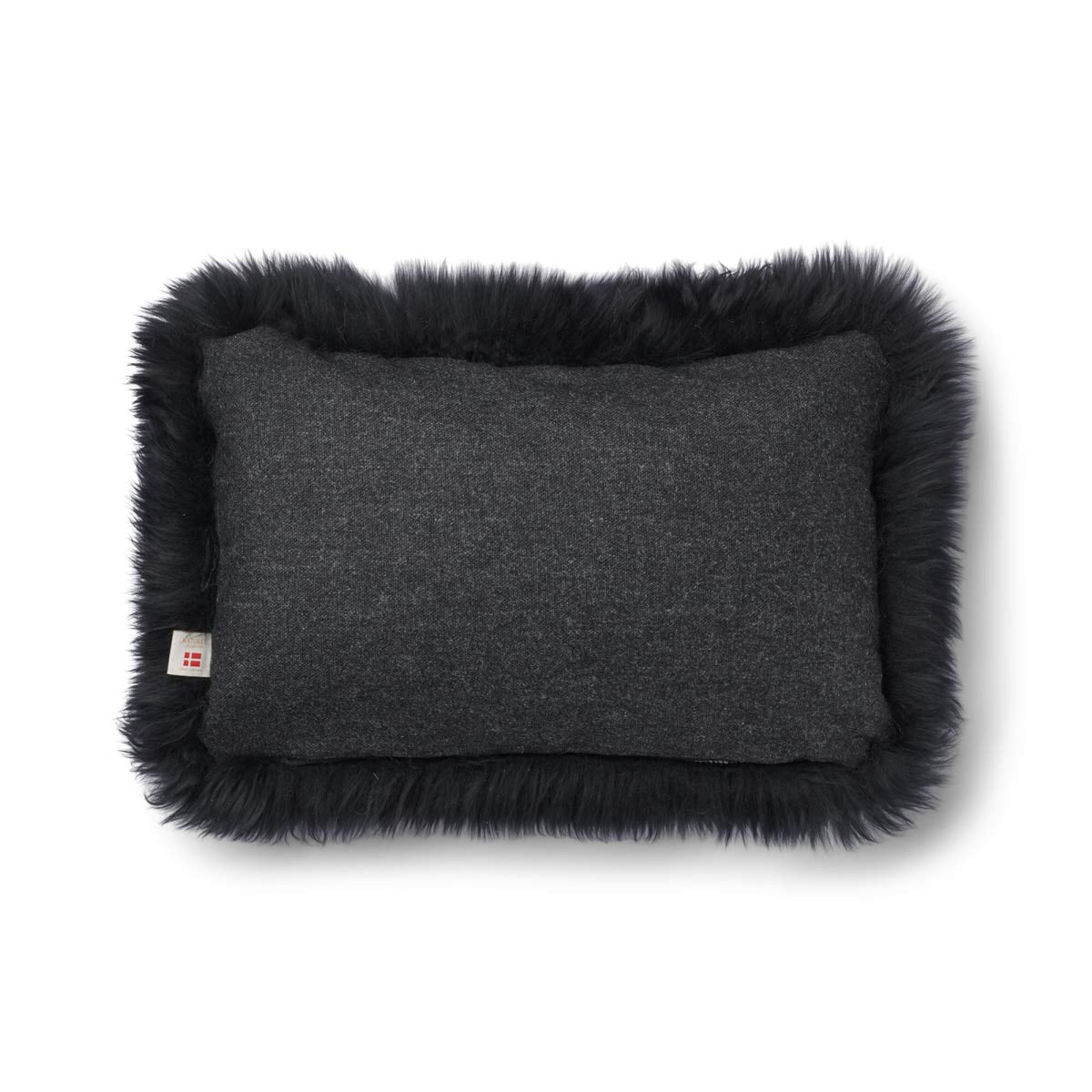 Long-Wool Sheepskin Cushion | 20x20 in | 13x20 in Charcoal/Black / 13x20 in