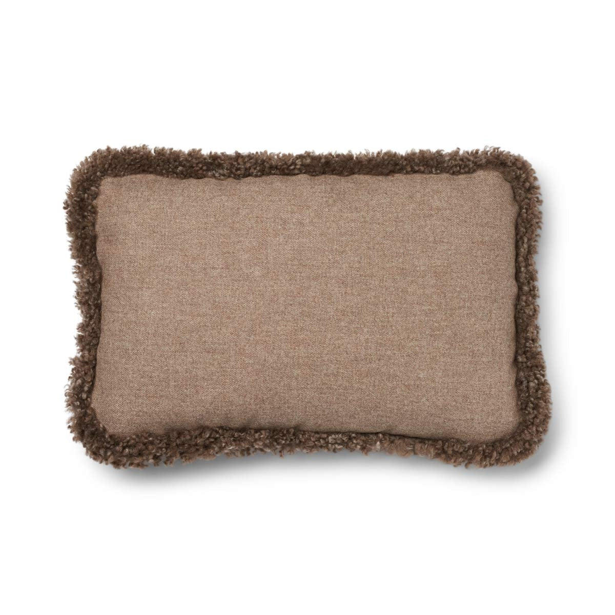 Short-Wool Sheepskin Cushion | SW trim | 20x20 in | 13x20 in Beige/Taupe / 13x20 in