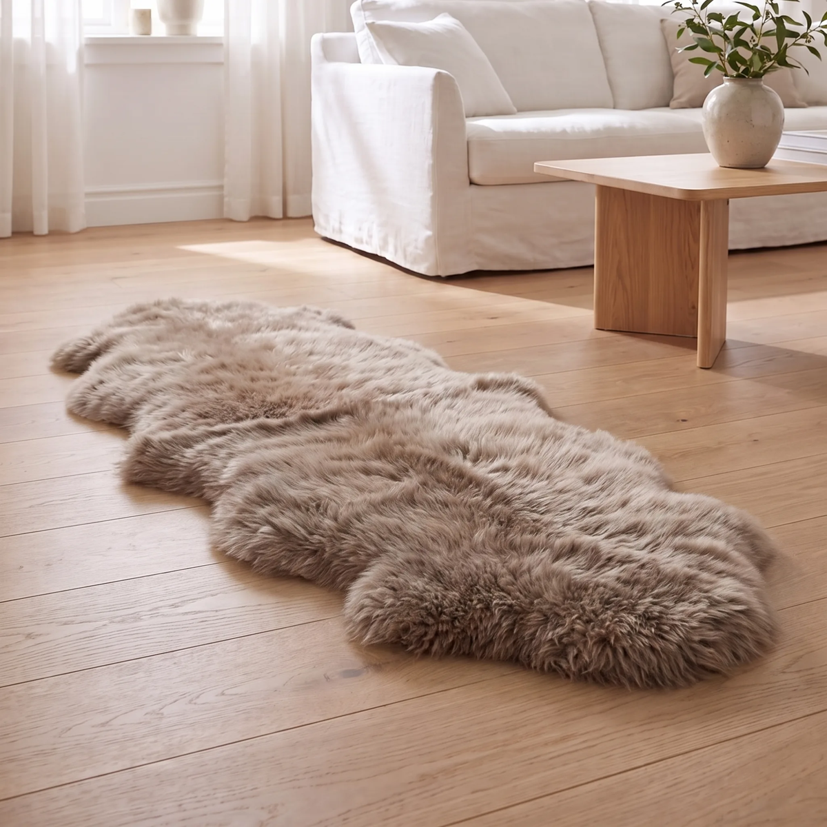 Merino Double Sheepskin | Long Wool | 67x24 in Taupe