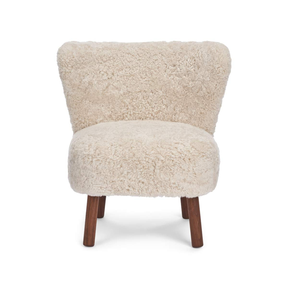 Emily Lounge Chair | Short Wool Pearl / Walnut Legs