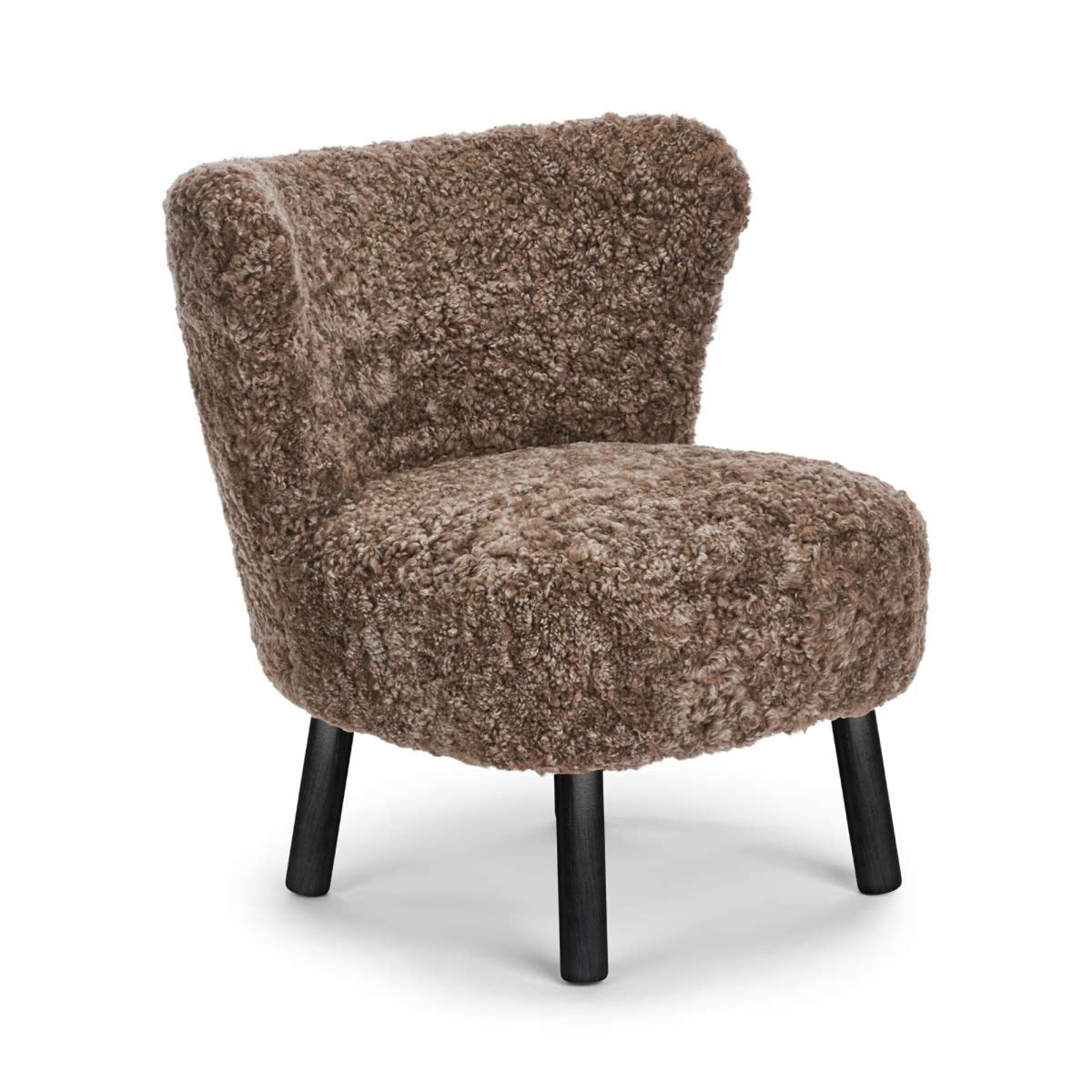 Emily Lounge Chair | Short Wool Taupe / Black Beech Legs
