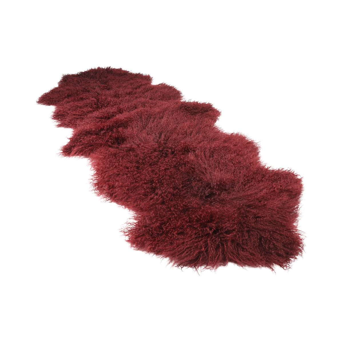 Double Mongolian Sheepskin | 59 x 22 in Burgundy