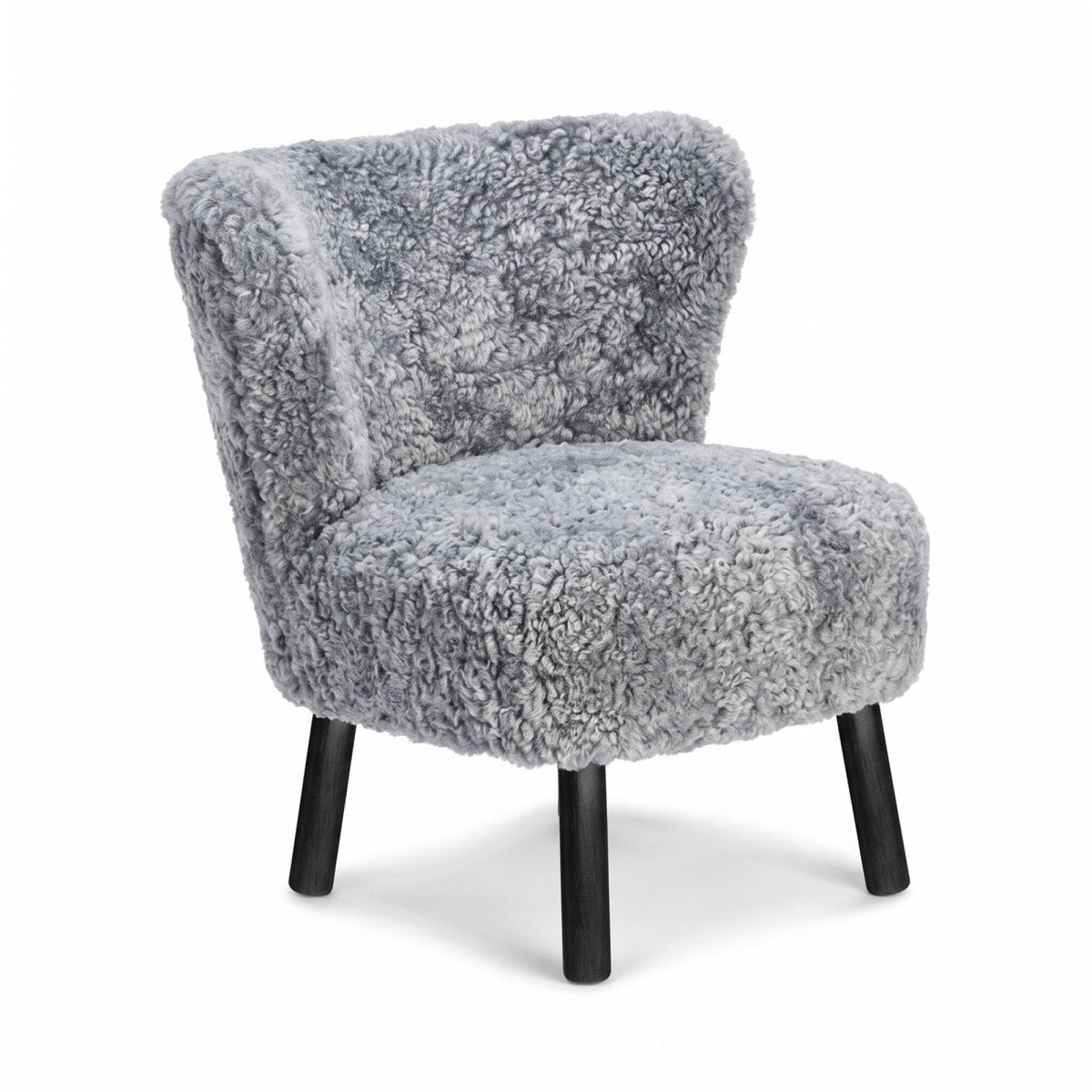 Emily Lounge Chair | Short Wool Light Grey / Black Beech Legs