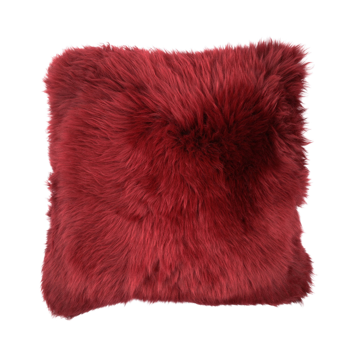 Sheepskin Cushion | Long Wool | New Zealand | Square Burgundy