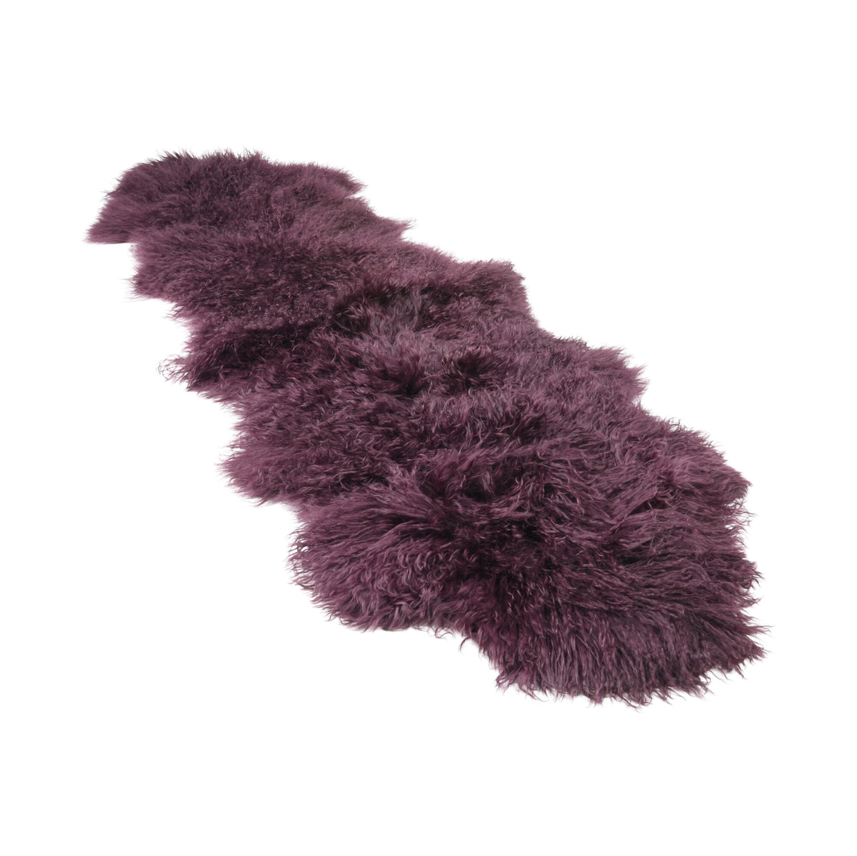 Double Mongolian Sheepskin | 59 x 22 in Aubergine