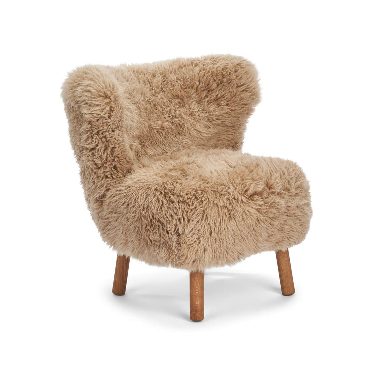 Emily Lounge Chair | Long Wool Honey / Oak Legs