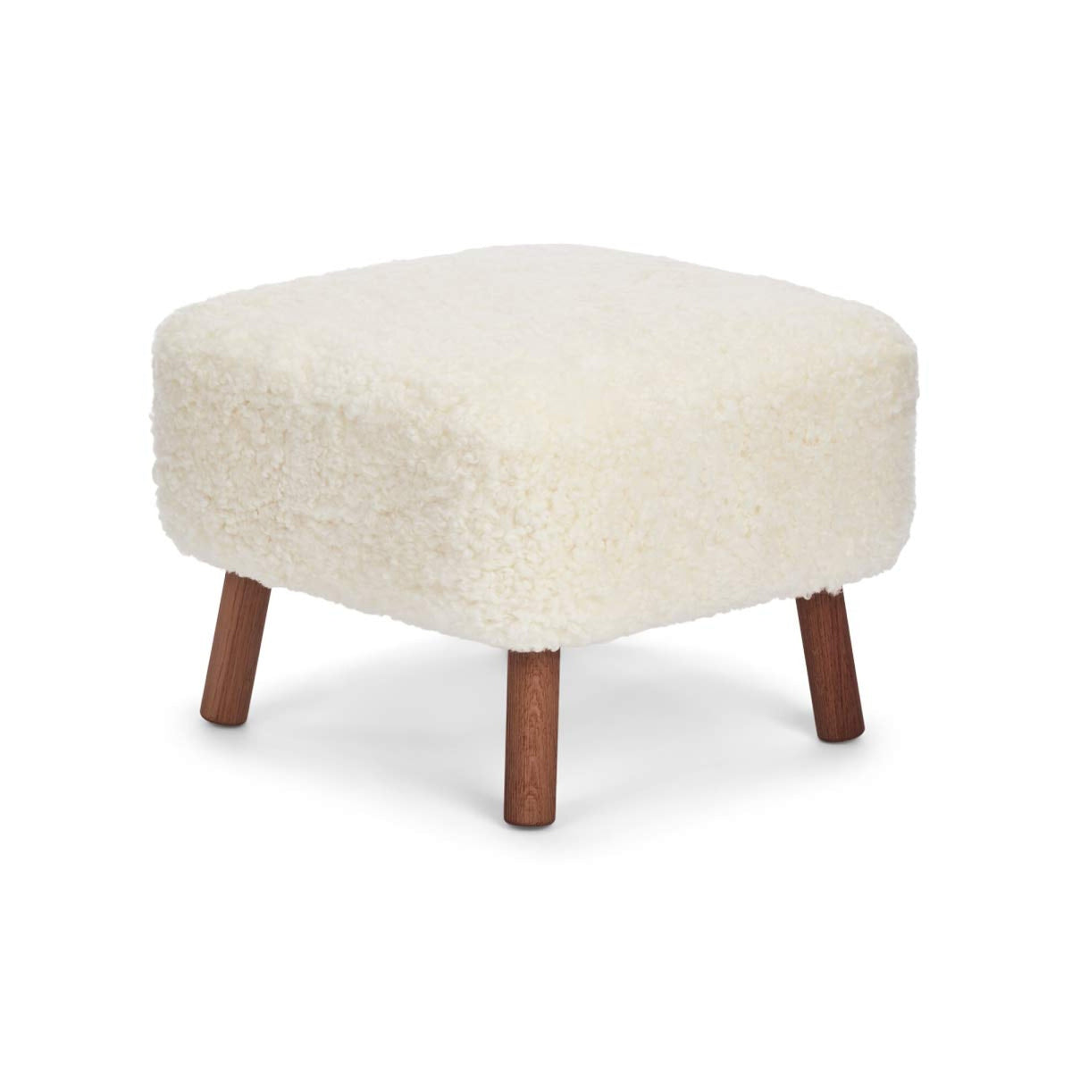 Emily Foot Rest | Short Wool Ivory / Walnut Legs