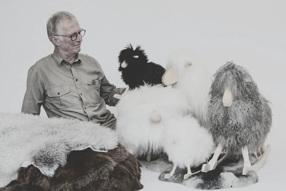 Designer Povl Kjer with his Rocking Sheep