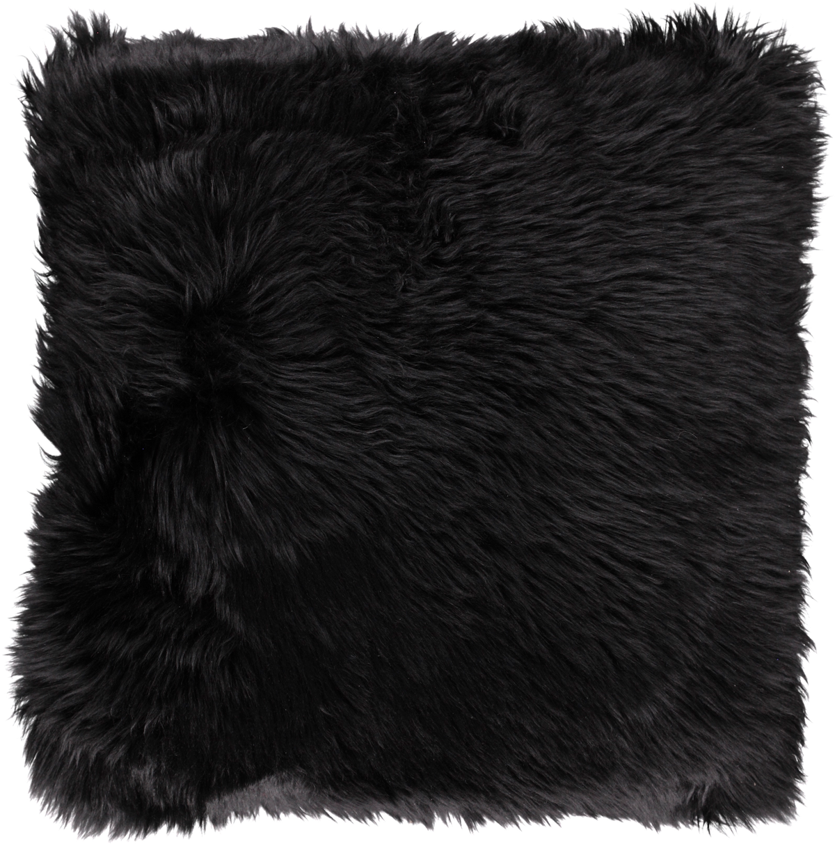 Long-Wool Sheepskin Cushion | 20x20 in Black