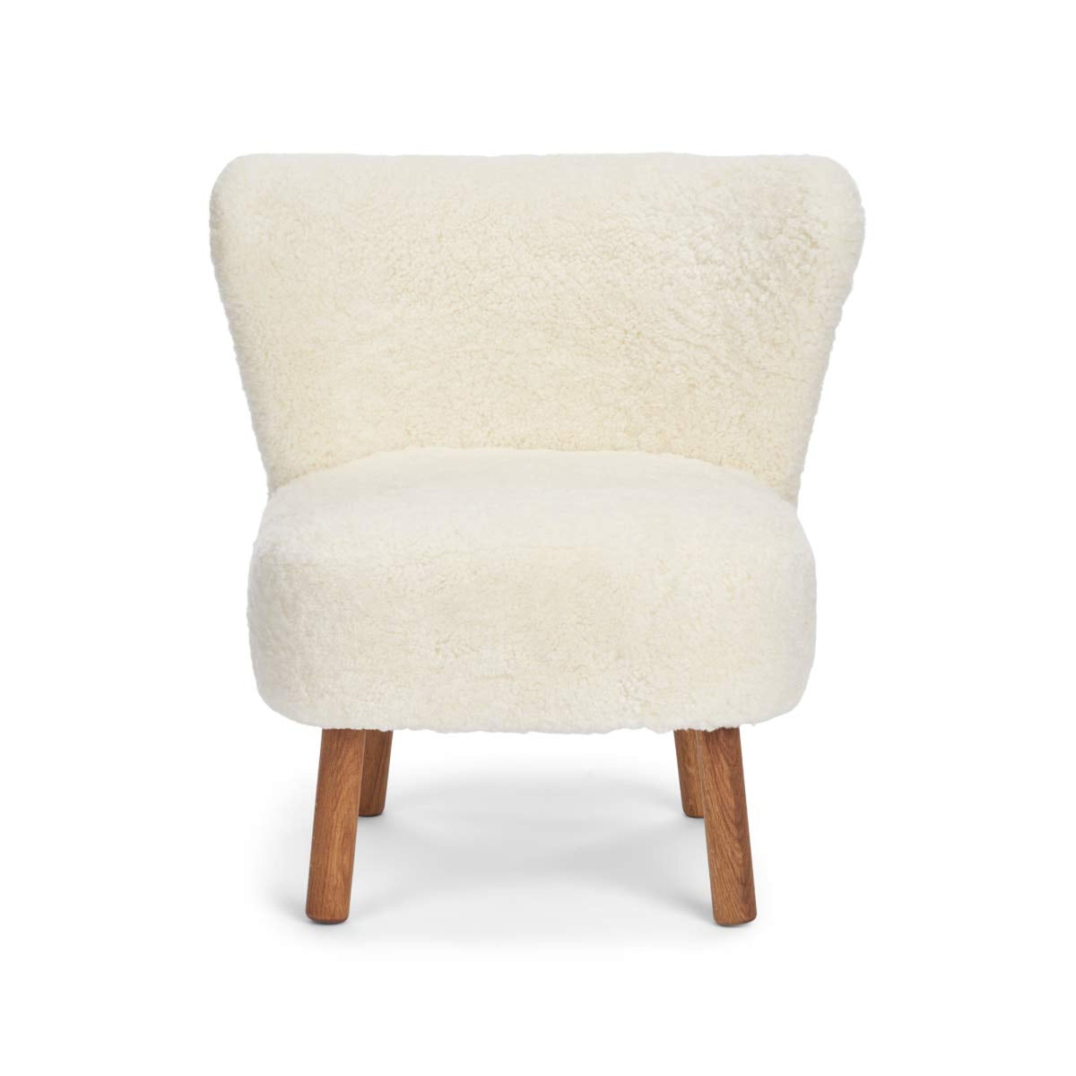 Emily Lounge Chair | Short Wool Ivory / Oak Legs