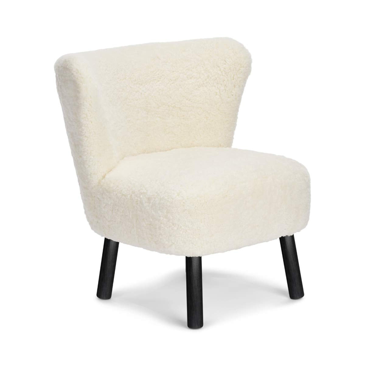 Emily Lounge Chair | Short Wool Ivory / Black Beech Legs