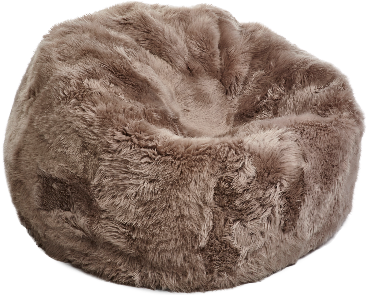Round Sheepskin Bean Bag | Long Wool | Medium | Large Dove / D37x36 in