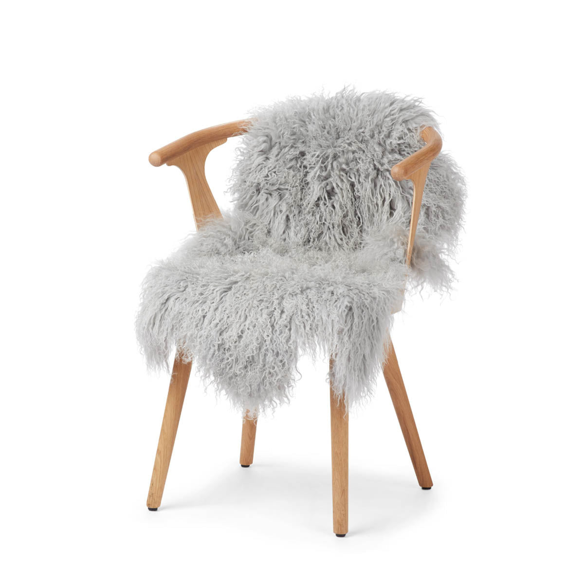 Mongolian Sheepskin | Curly | 33x20 in Light Grey
