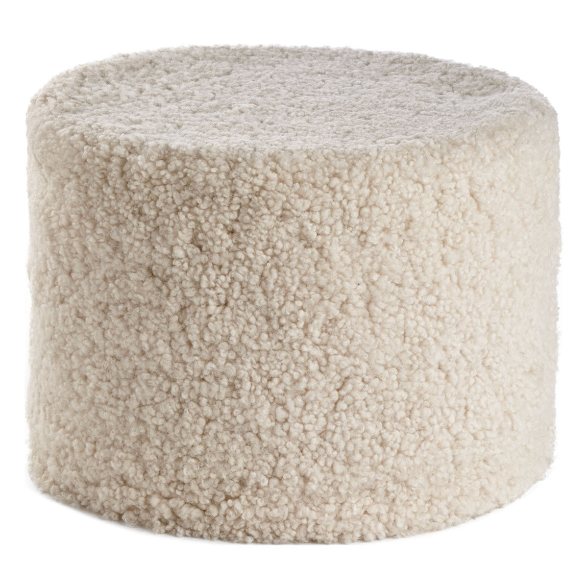 Short Wool Curly Sheepskin Pouf