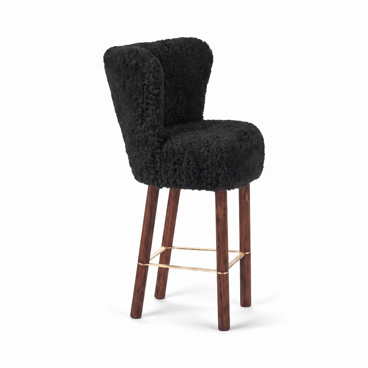 Emilia Bar Stool Black / Walnut Legs w. Brass Frame