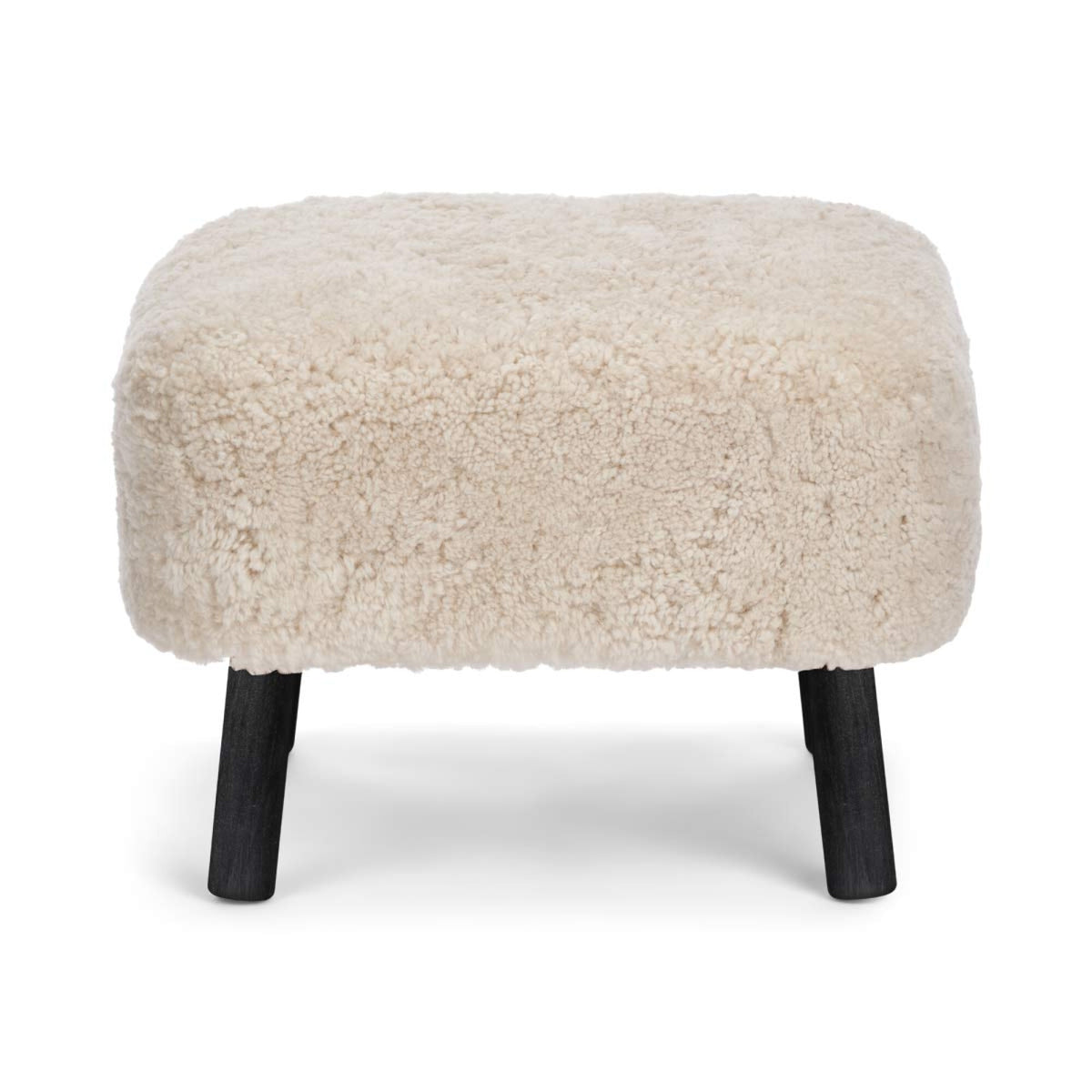 Emily Foot Rest | Short Wool Pearl / Black Beech Legs