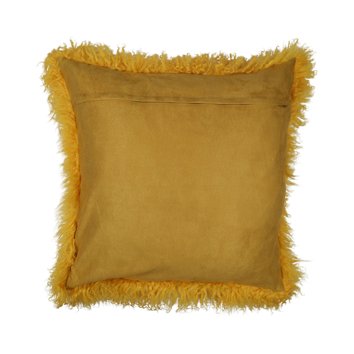 Sheepskin Cushion | Tibet | 20x20 in Mustard Yellow