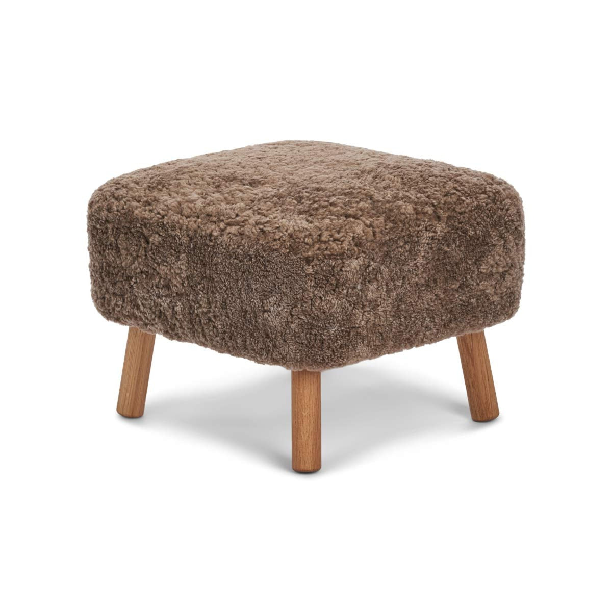 Emily Foot Rest | Short Wool Taupe / Oak Legs