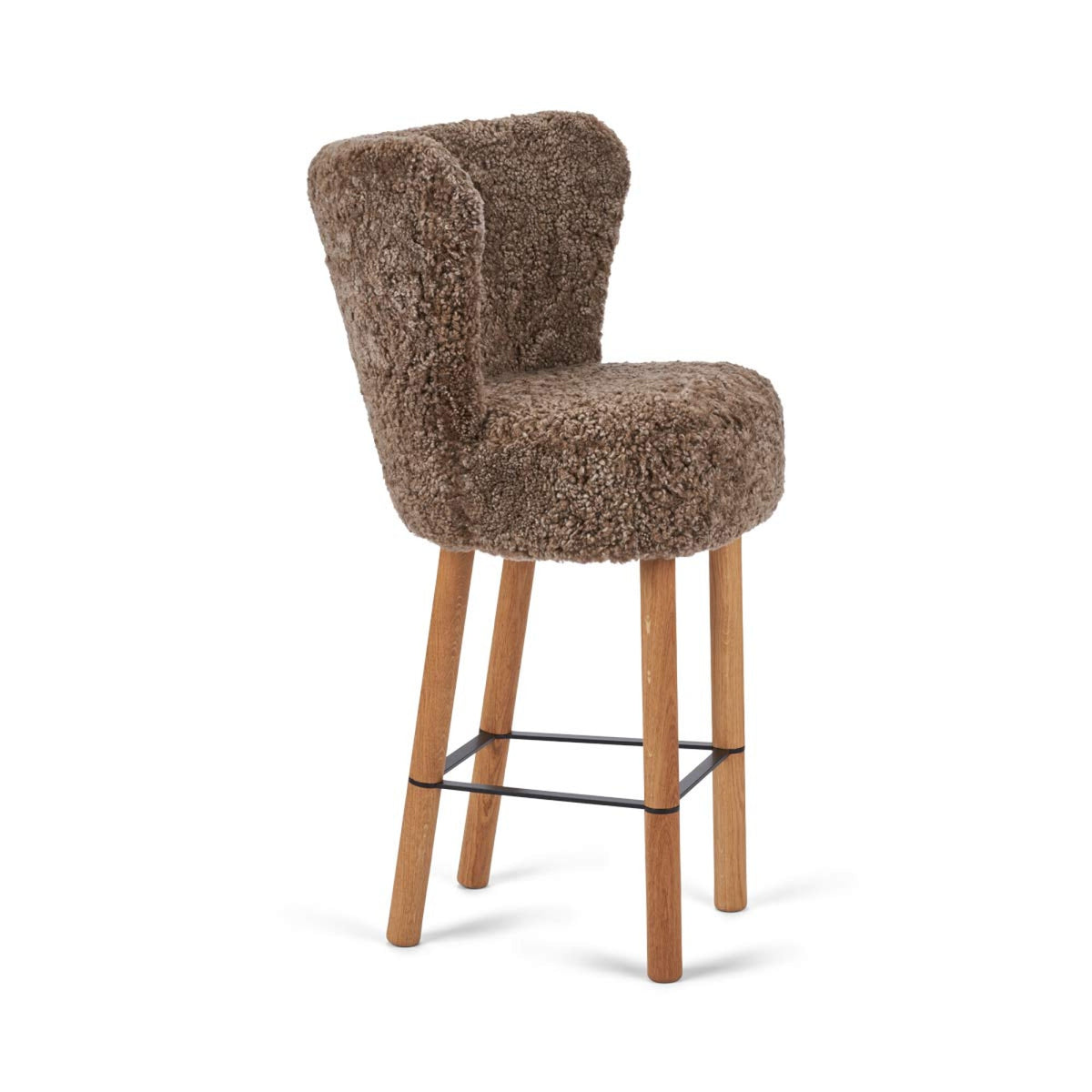 Emilia Bar Stool Taupe / Oak Legs w. Black Steel Frame