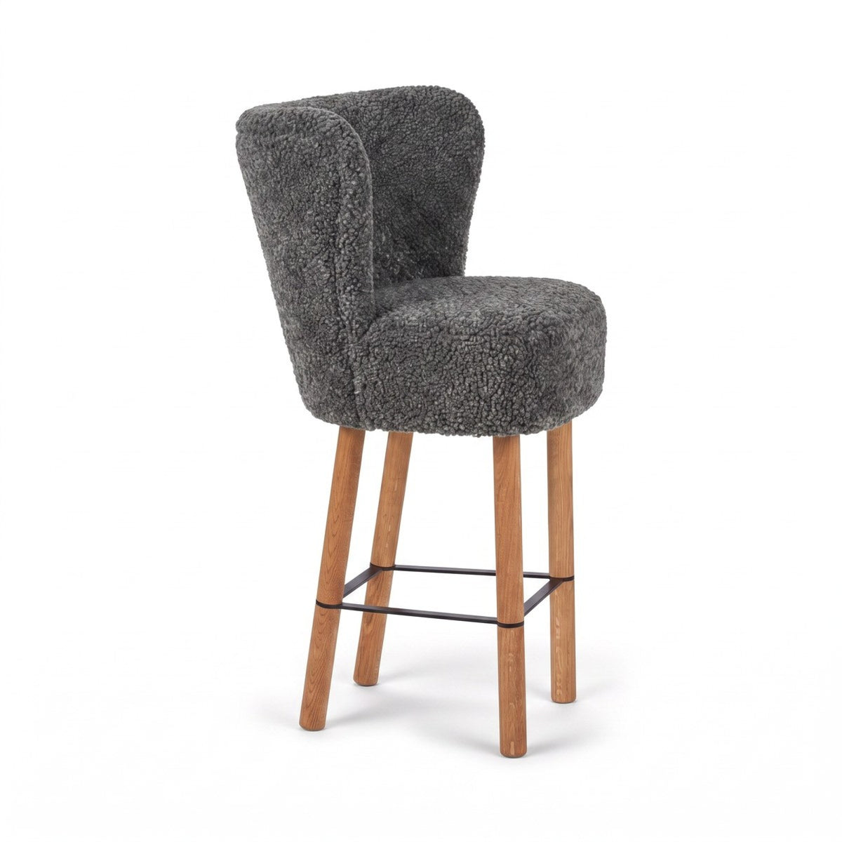 Emilia Bar Stool Graphite / Oak Legs w. Black Steel Frame