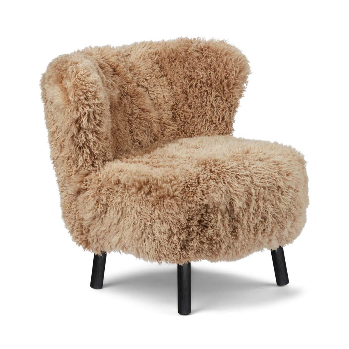 Emily Lounge Chair | Long Wool Honey / Black Beech Legs