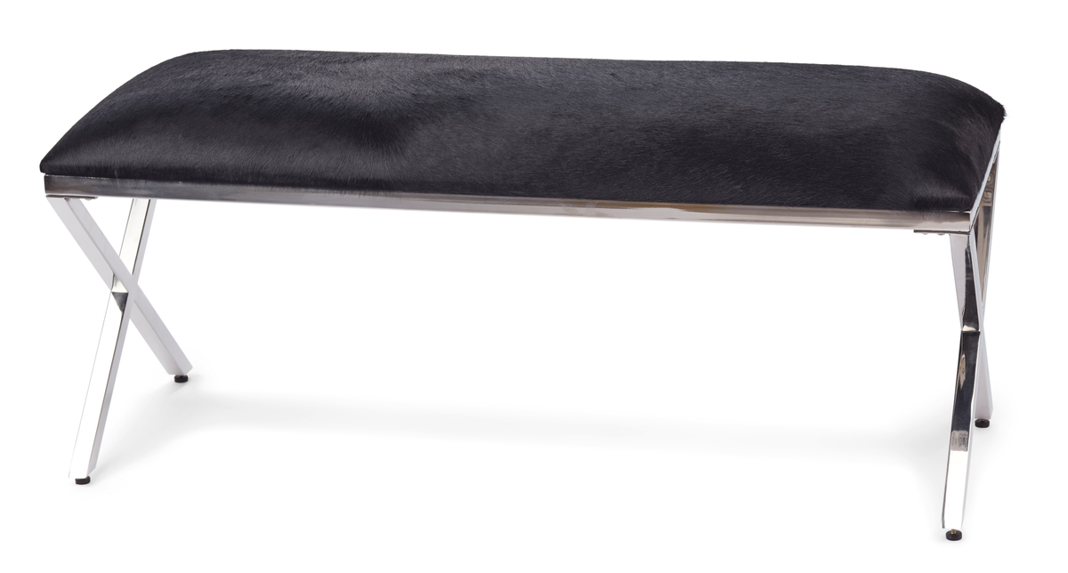 Bench Of Cow Hide | 43x18x18 in Solid Black