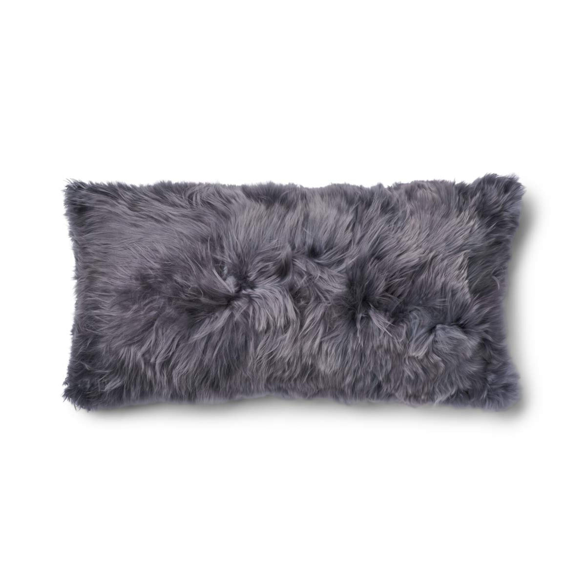 Alpaca Cushion | Long Wool Steel / 12x24 in