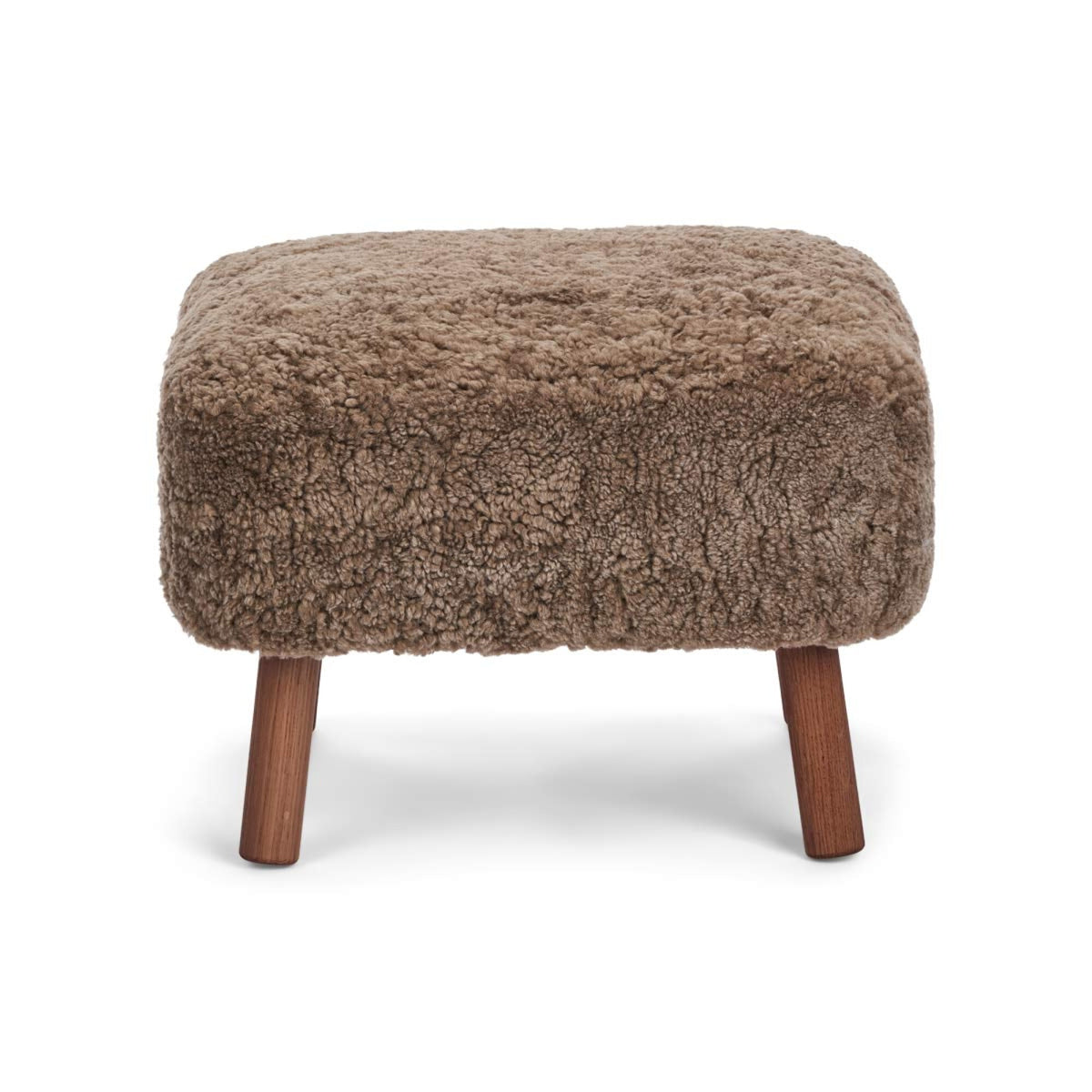 Emily Foot Rest | Short Wool Taupe / Walnut Legs