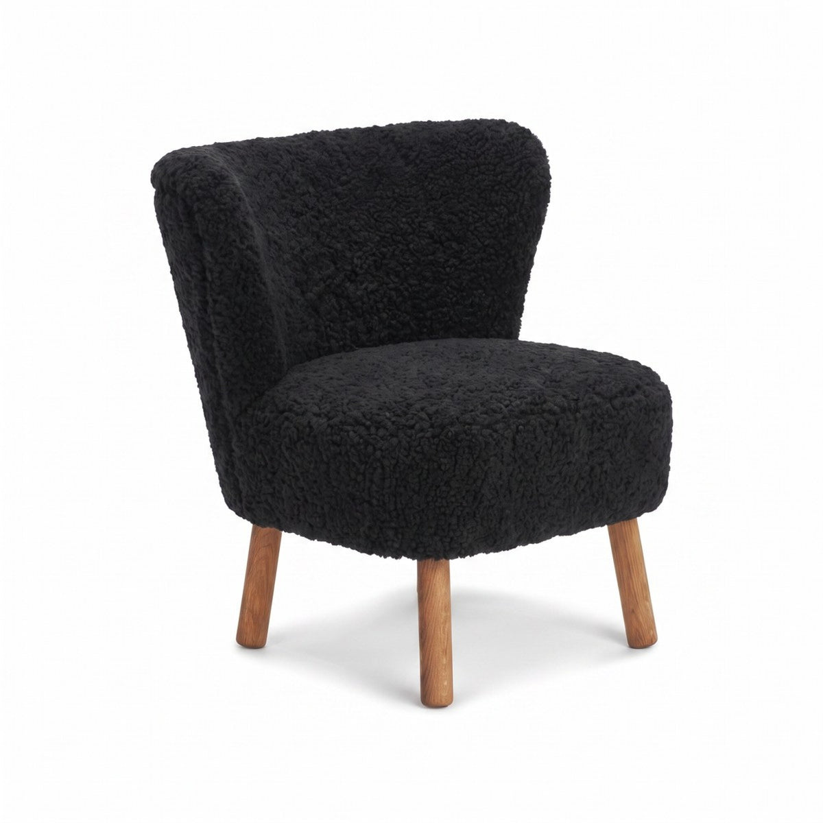 Emily Lounge Chair | Short Wool Black / Oak Legs
