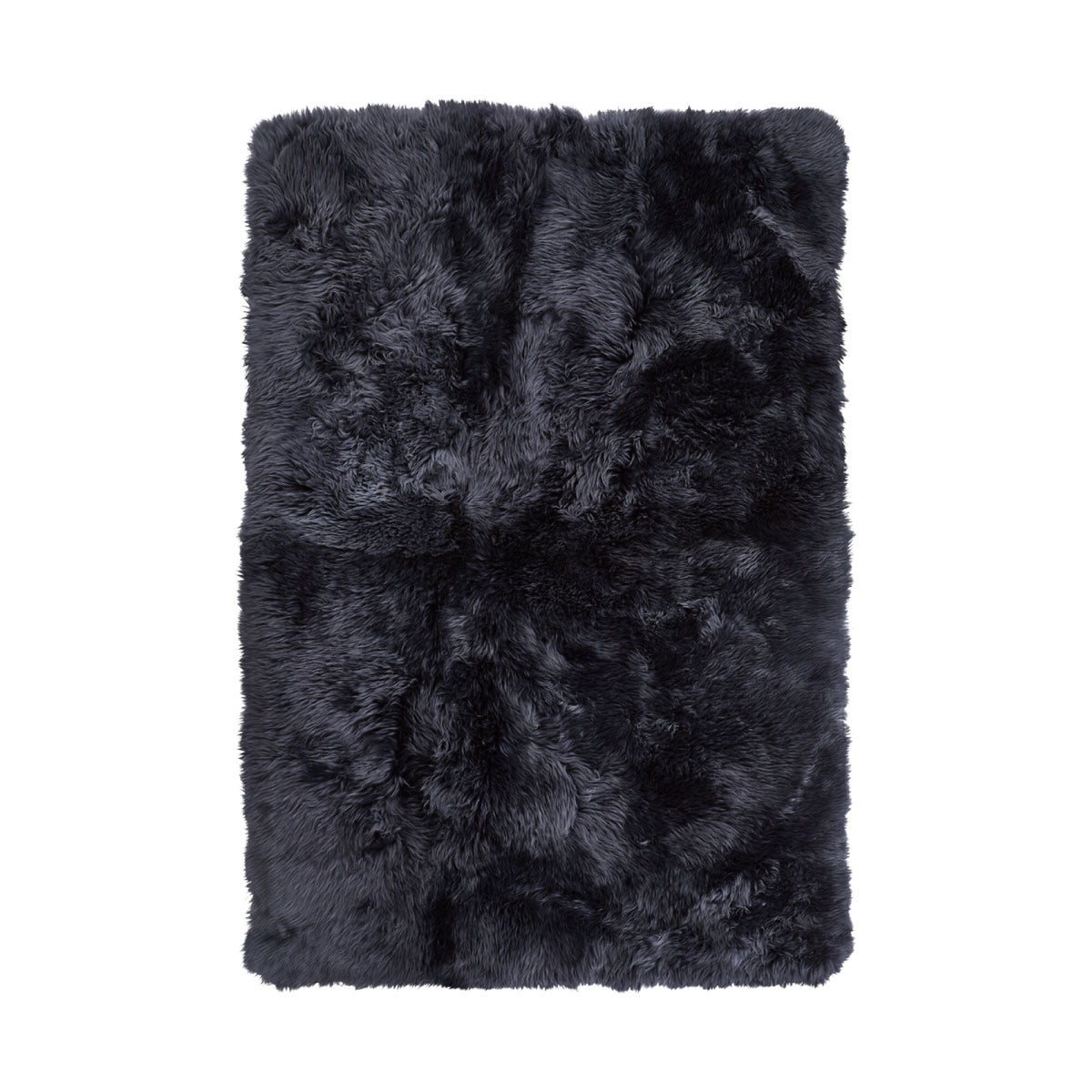 Long Wool Sheepskin Design Rug Navy / 79x118 in
