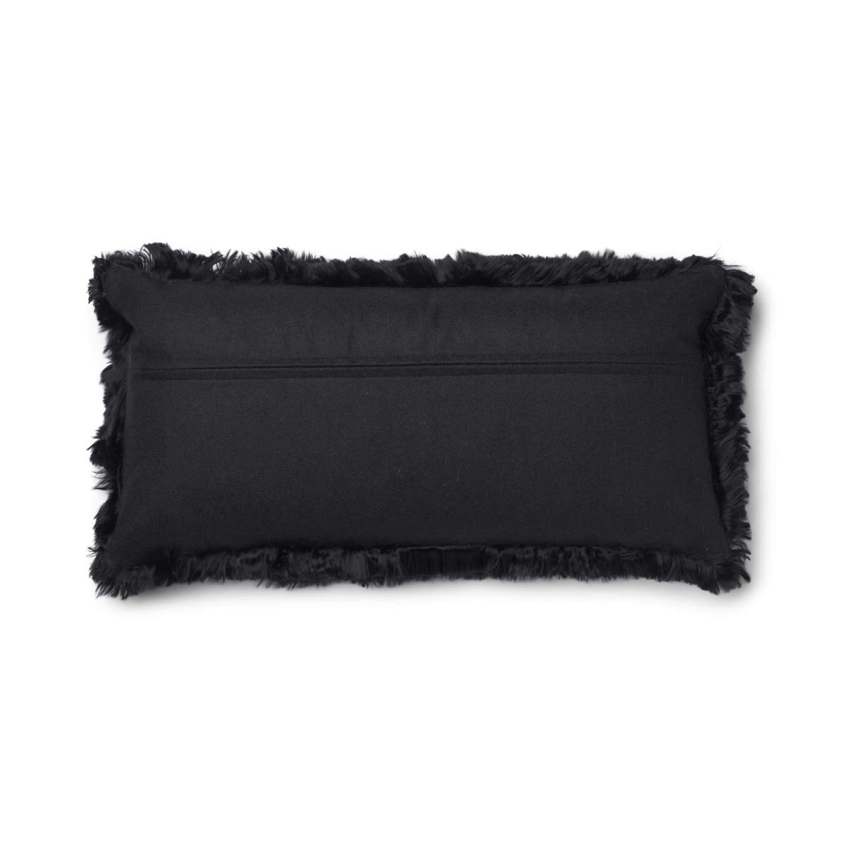 Alpaca Cushion | Long Wool Black / 12x24 in